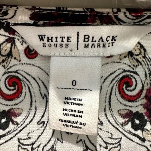 WHITE HOUSE BLACK MARKET | Baroque Floral Long Sleeve Blouse | Size 0 - Picture 5 of 7